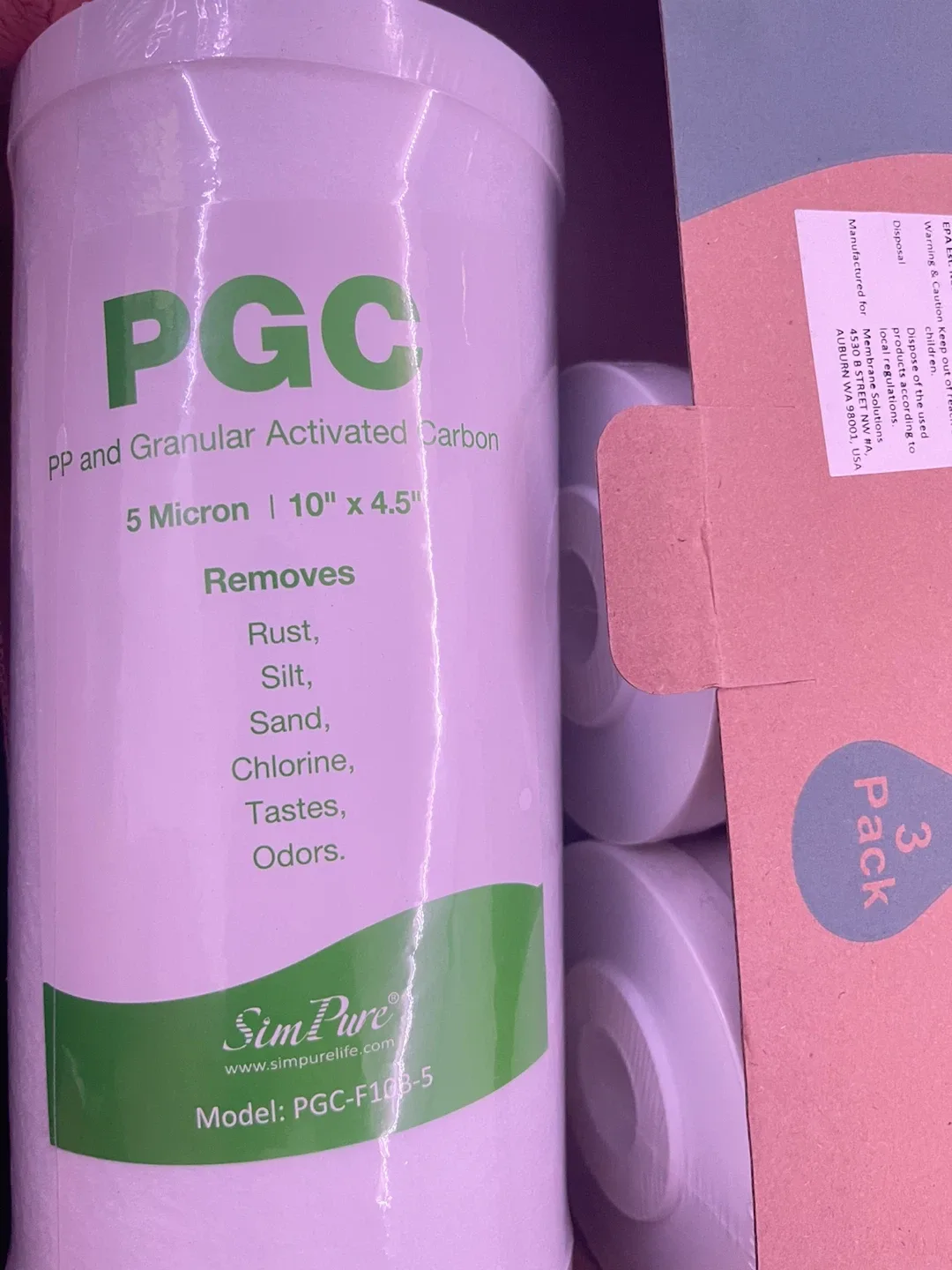 SimPure PGC Whole House Water Filter 3-Pack #Cleanout