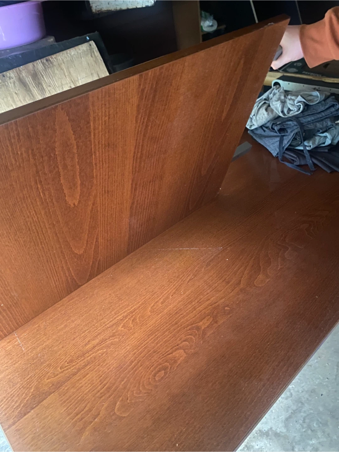 Large Brown Wooden Desk (2 piece L-section Height-Adjustable) - photo 3