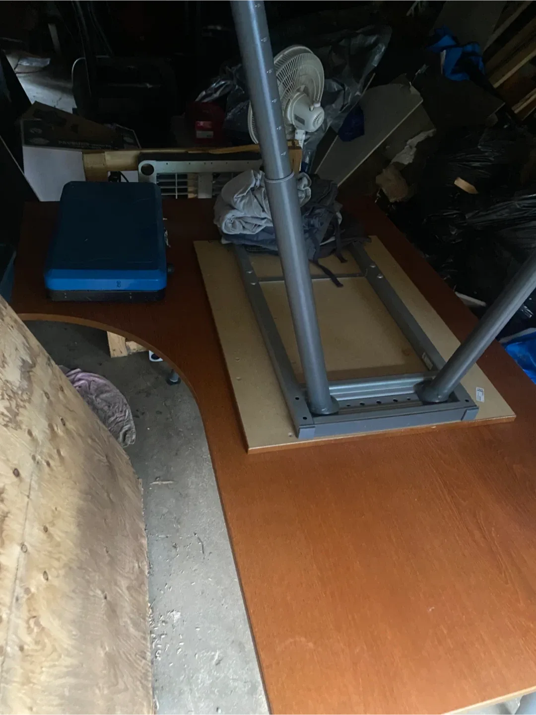 Large Brown Wooden Desk (2 piece L-section Height-Adjustable)