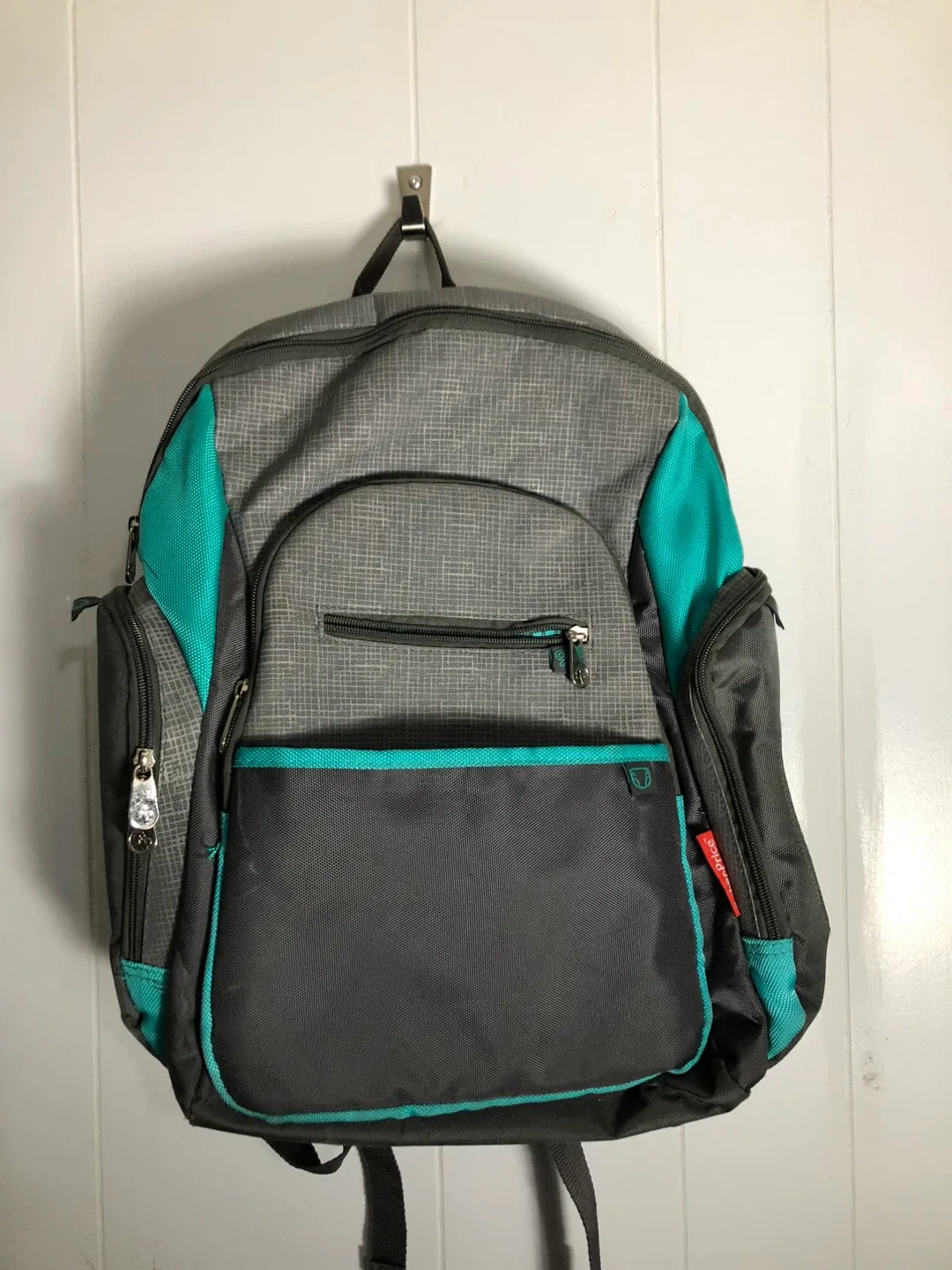 Baby Backpack. Teal and Grey.