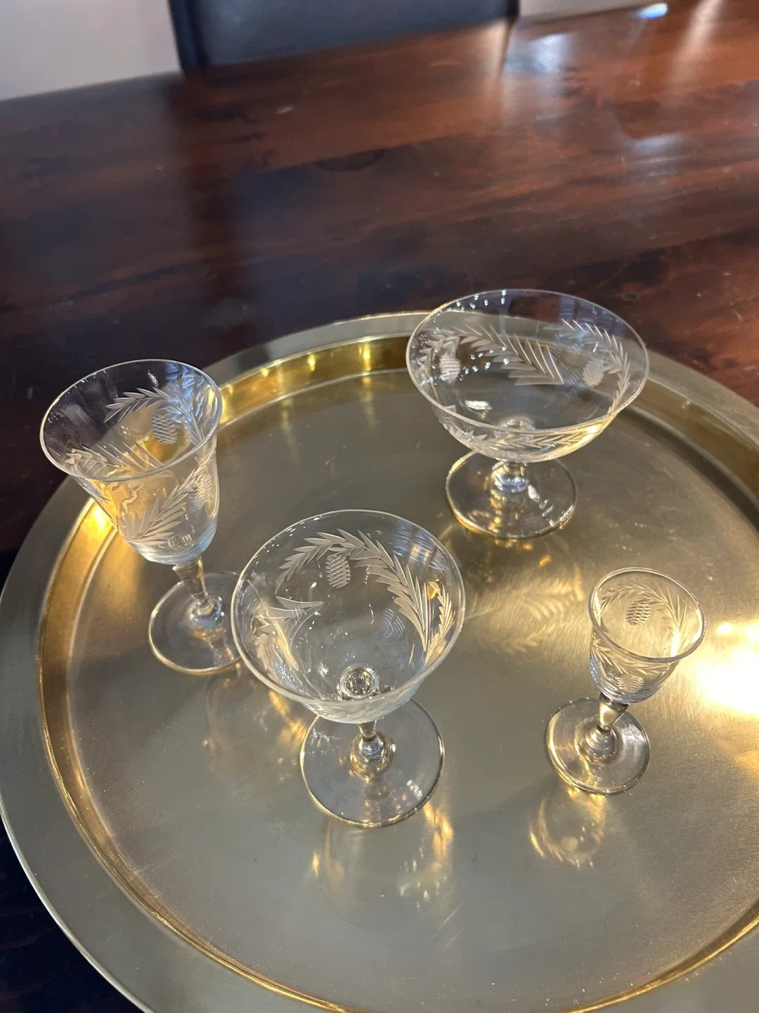 45 Vintage Etched Glass Cocktail/Dessert Glasses image indicator(4)