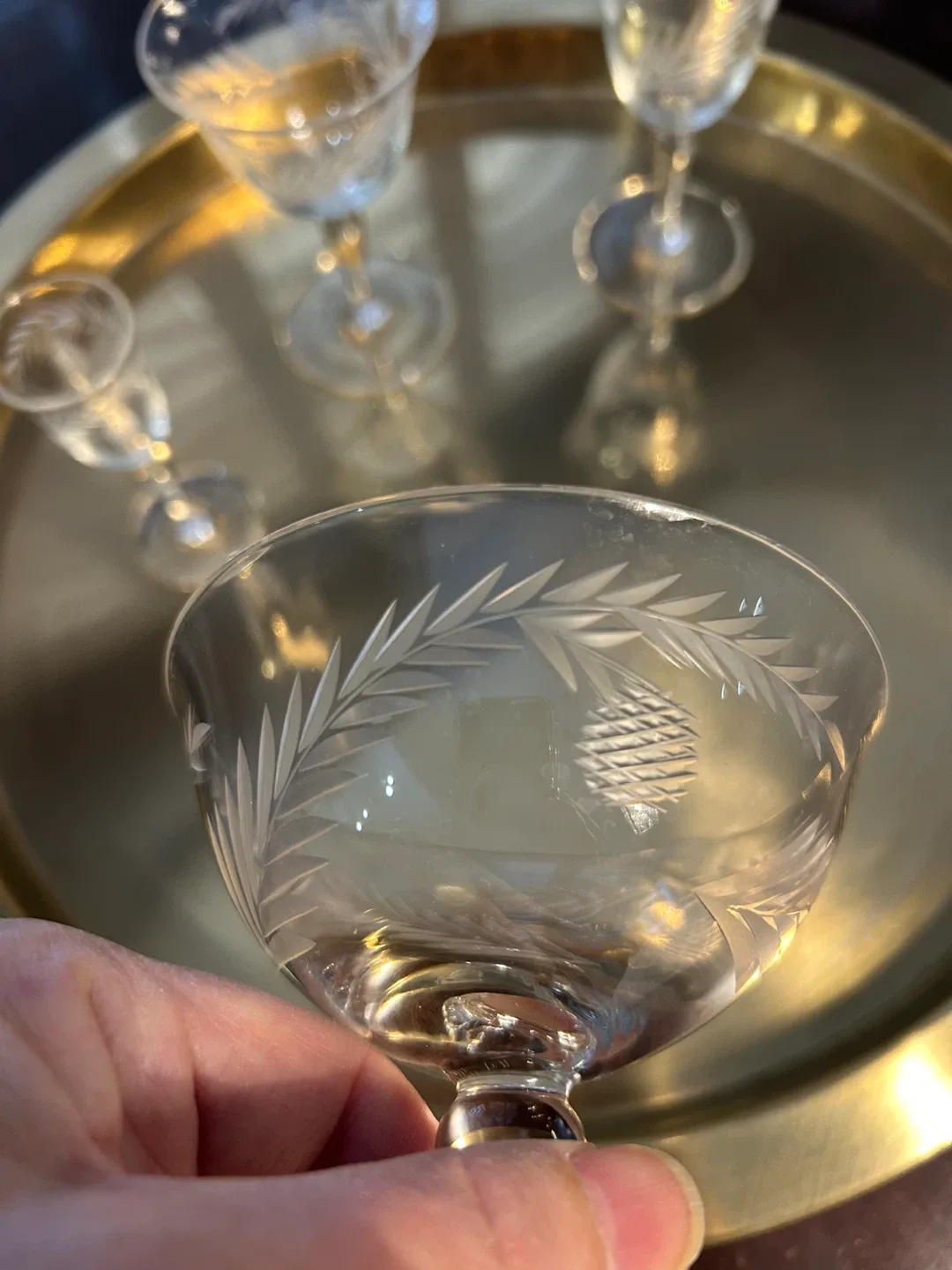 45 Vintage Etched Glass Cocktail/Dessert Glasses image indicator(5)