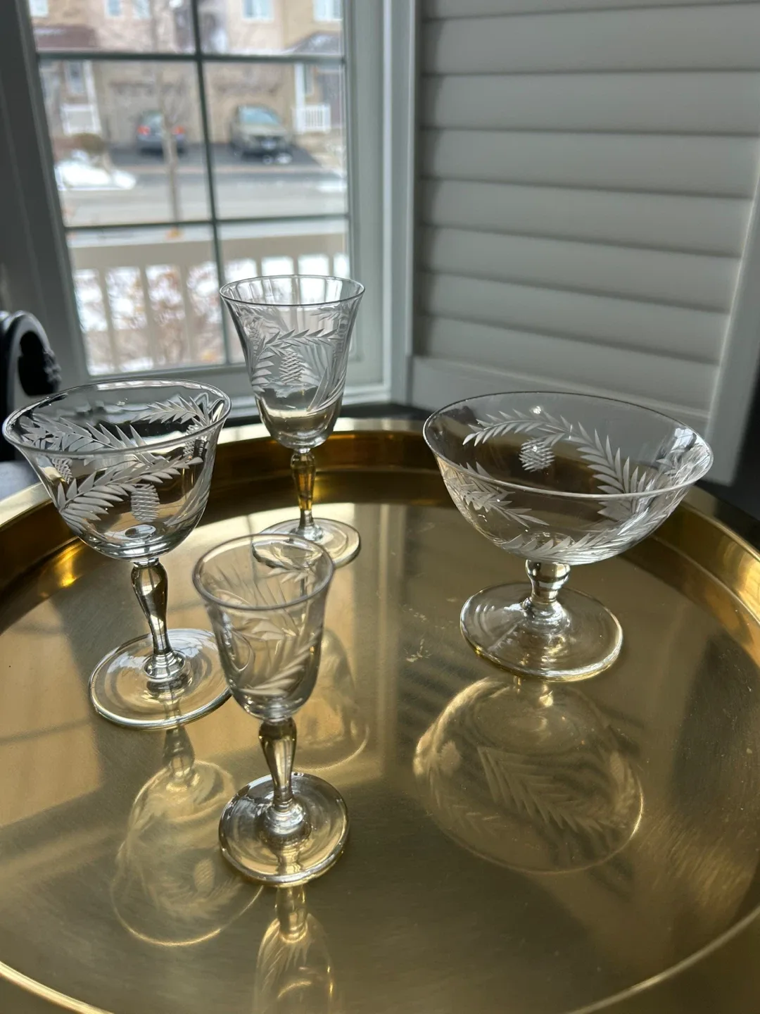 45 Vintage Etched Glass Cocktail/Dessert Glasses image indicator(3)