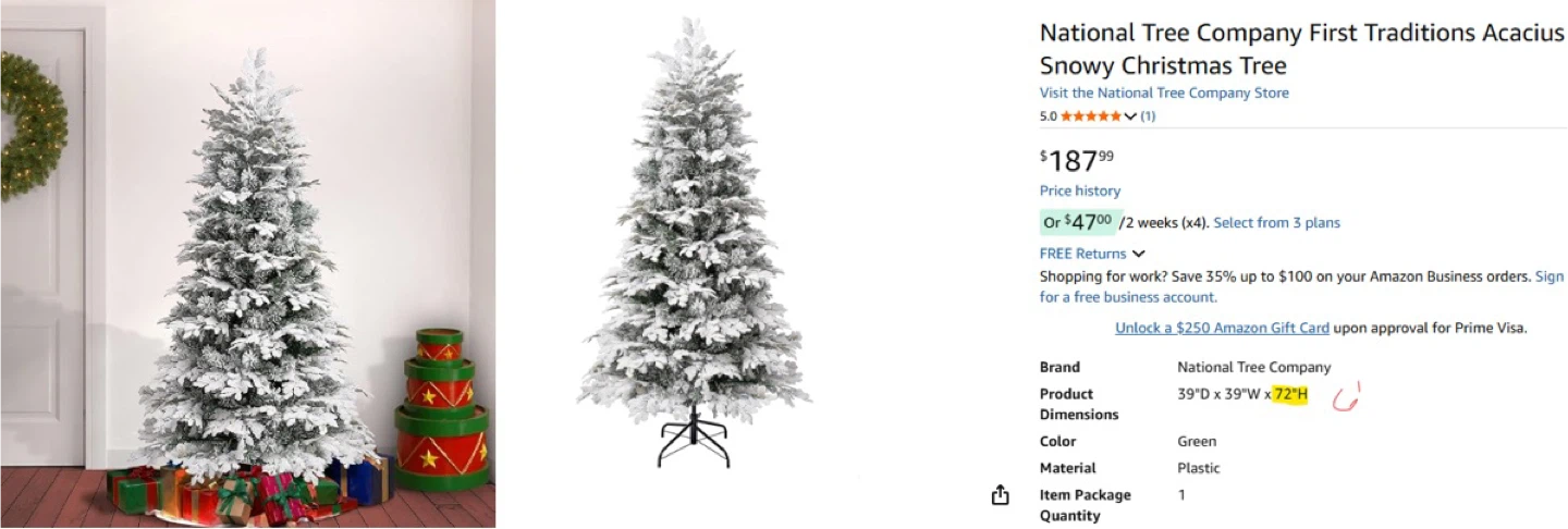 National Tree Company Snowy Christmas Tree - 72 inch