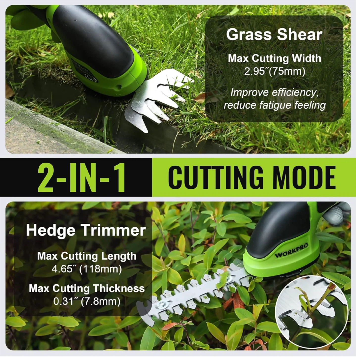 WORKPRO 2-in-1 Cordless Grass Shear/Hedge Trimmer  #Cleanout - photo 2