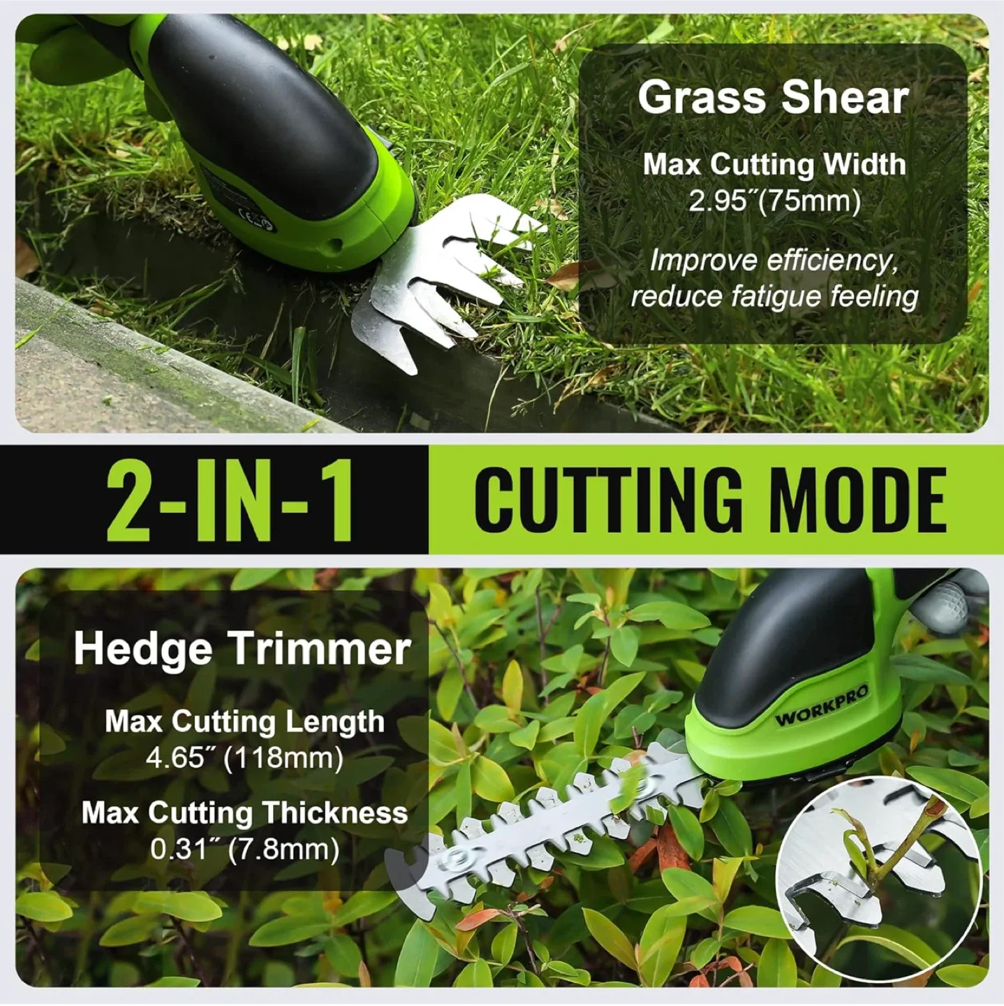 WORKPRO 2-in-1 Cordless Grass Shear/Hedge Trimmer  #Cleanout image indicator(2)