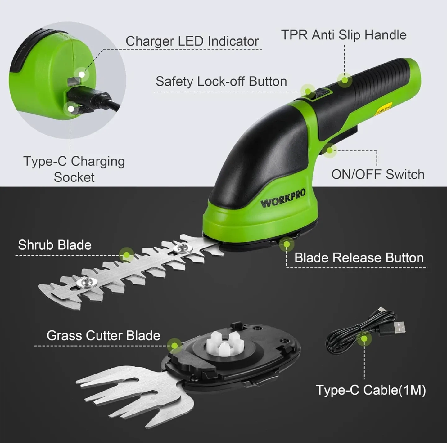 WORKPRO 2-in-1 Cordless Grass Shear/Hedge Trimmer  #Cleanout image indicator(7)