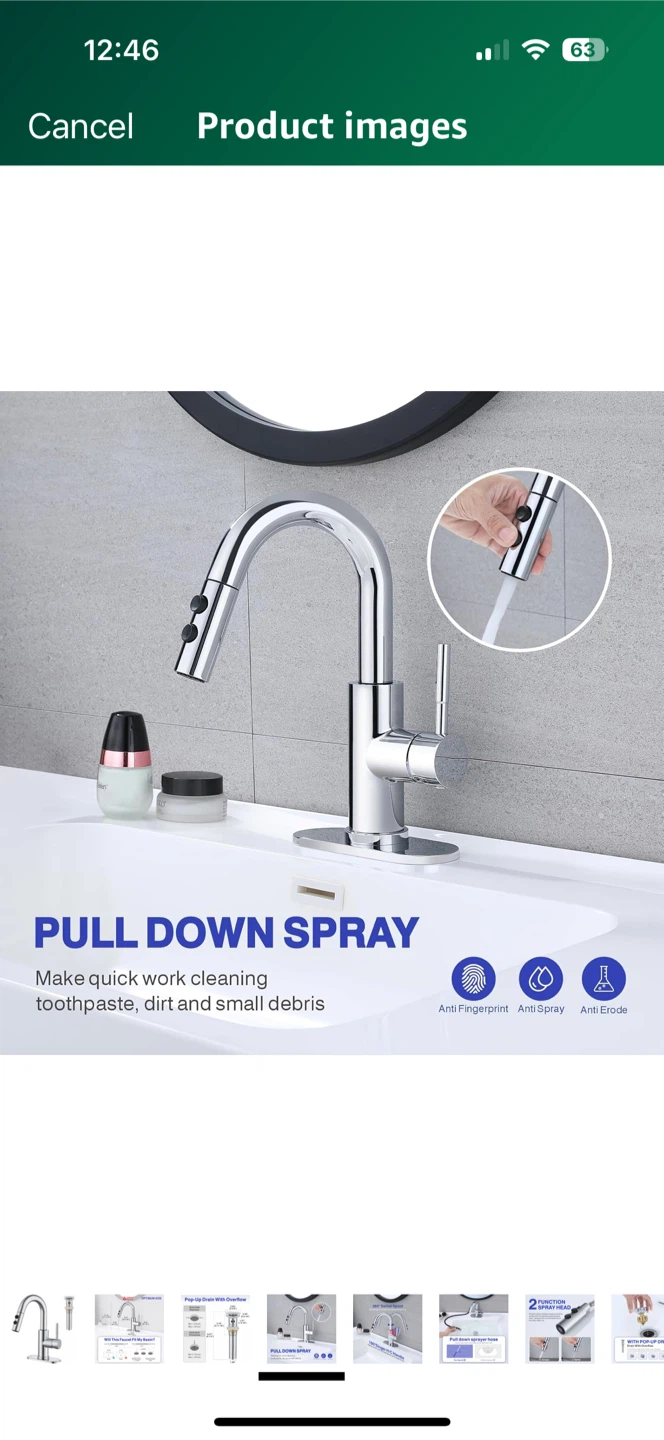 Chrome Pull Down Sprayer Kitchen Faucet