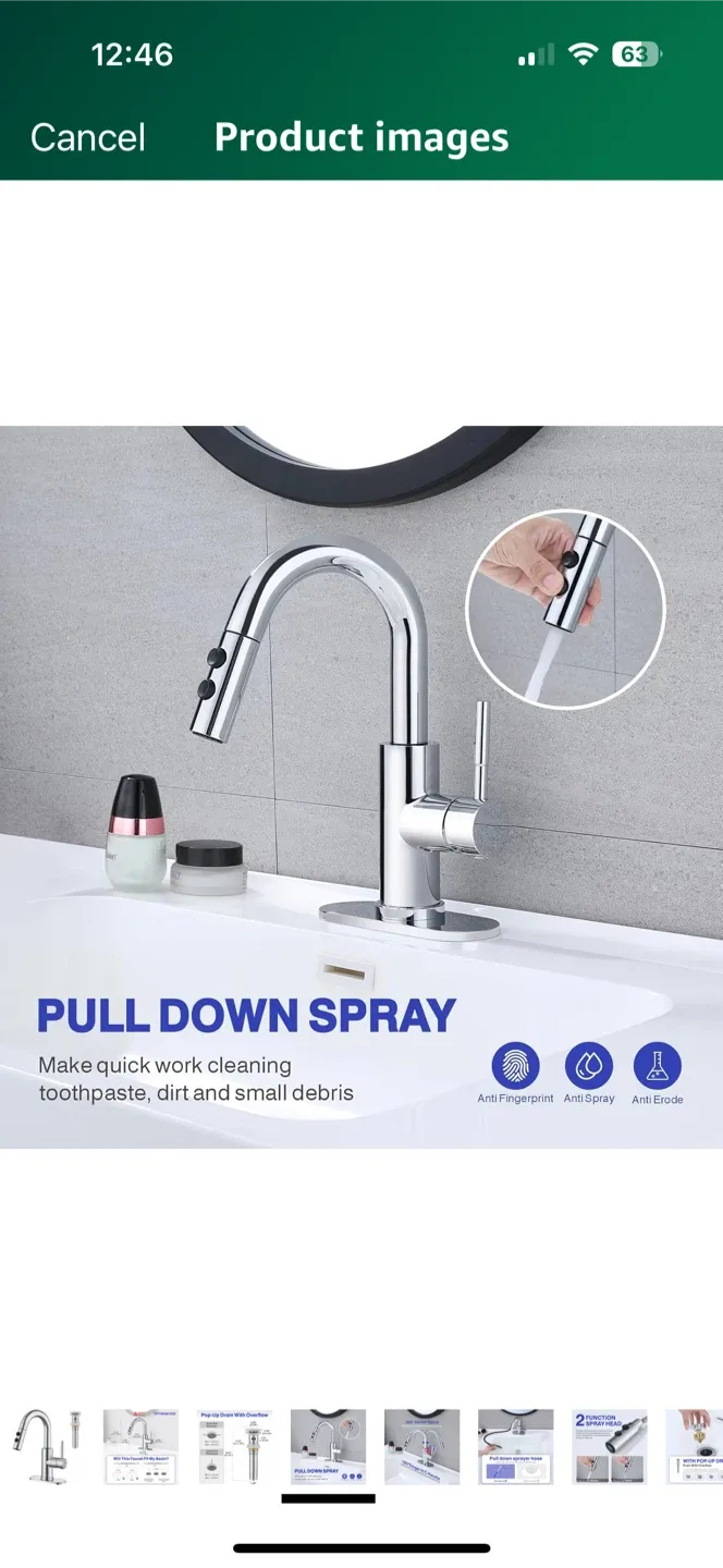 Chrome Pull Down Sprayer Kitchen Faucet