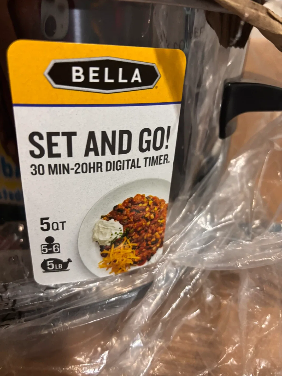 New BELLA Set and Go! Slow Cooker 5QT