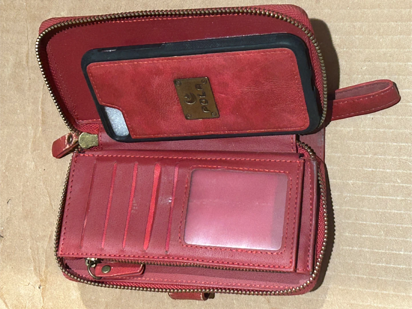 POLA Red Wallet with phone holder - photo 3