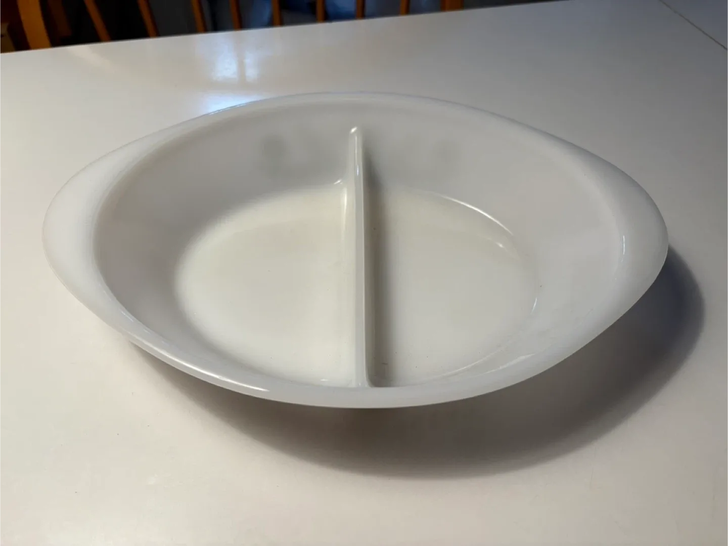 Glasbake Milk Glass Divided Serving Dish image indicator(2)