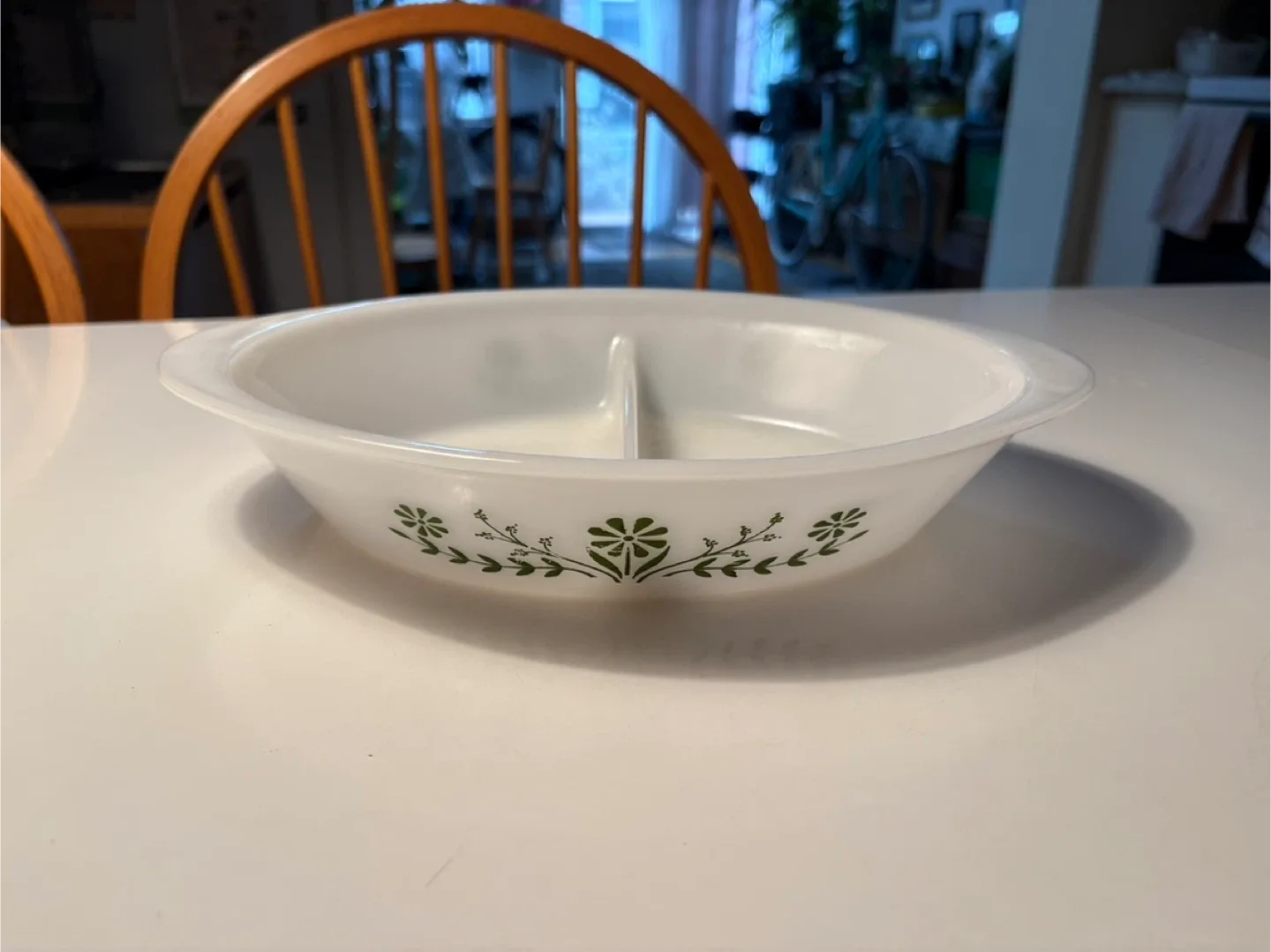 Glasbake Milk Glass Divided Serving Dish