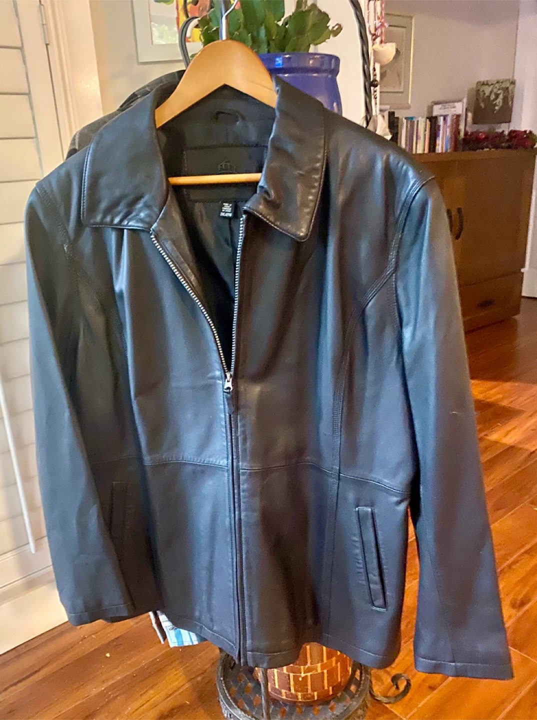 Ladies Black Leather Jacket Size 2XL