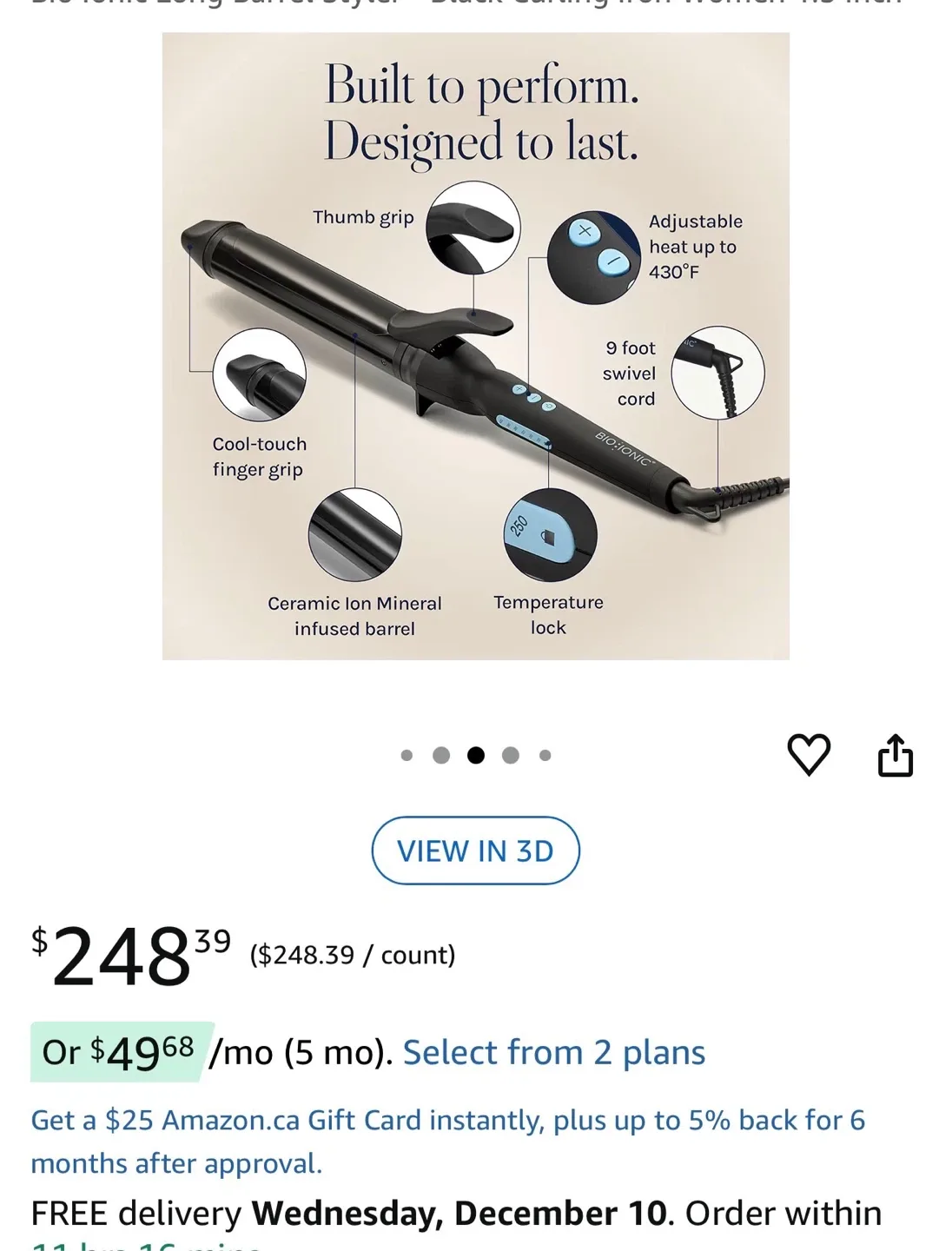 New! Bio Ionic Long Barrel Styler 1" Curling Iron image indicator(5)