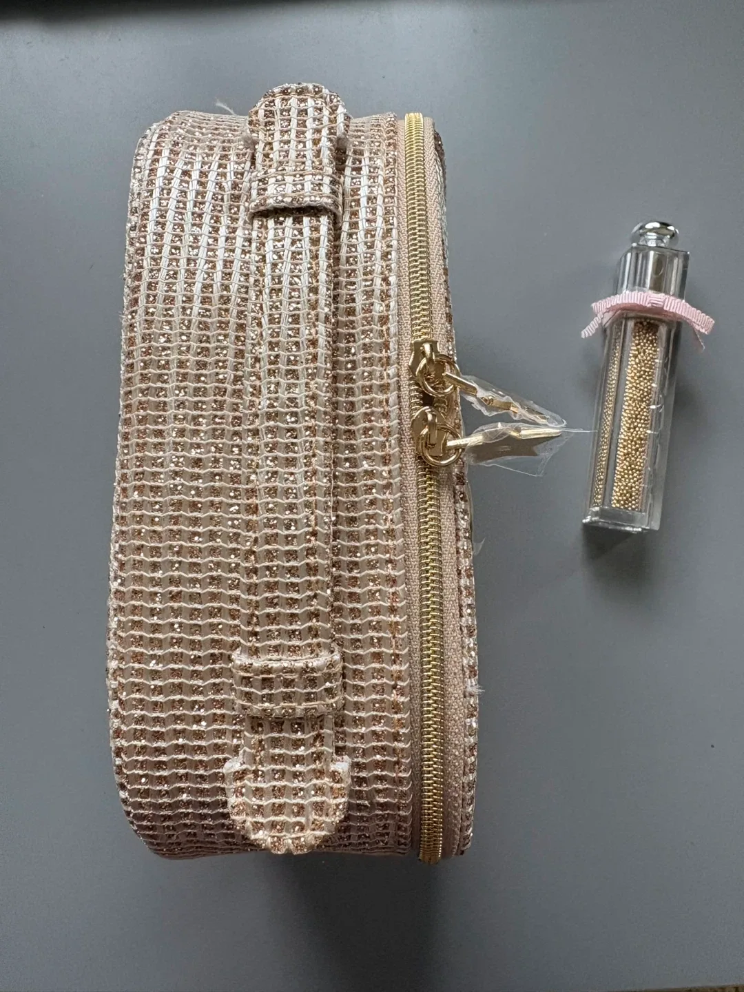 Christian Dior Gold Tweed Make Up Bag New image indicator(4)