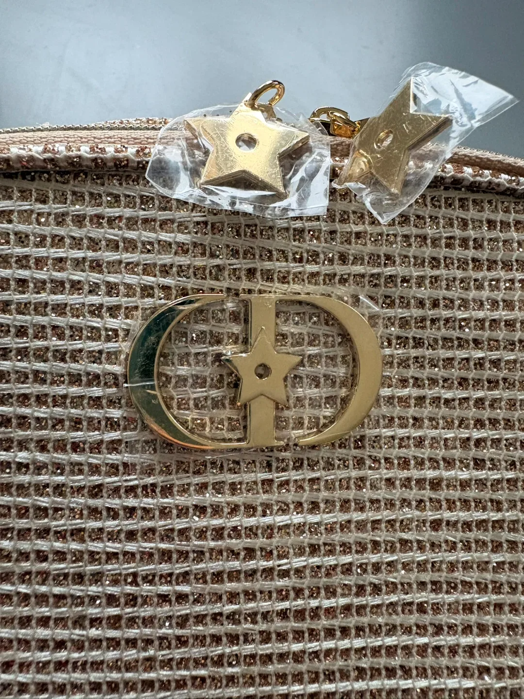 Christian Dior Gold Tweed Make Up Bag New image indicator(2)