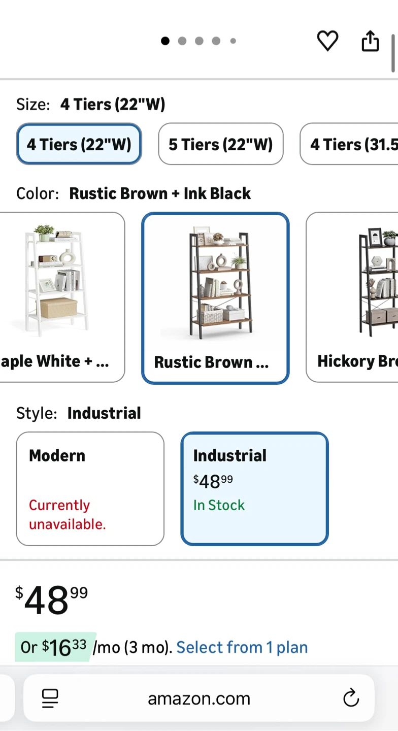 Vasagle 4-Tier Ladder Shelf Brown and Black LLS44XV2 New - photo 5