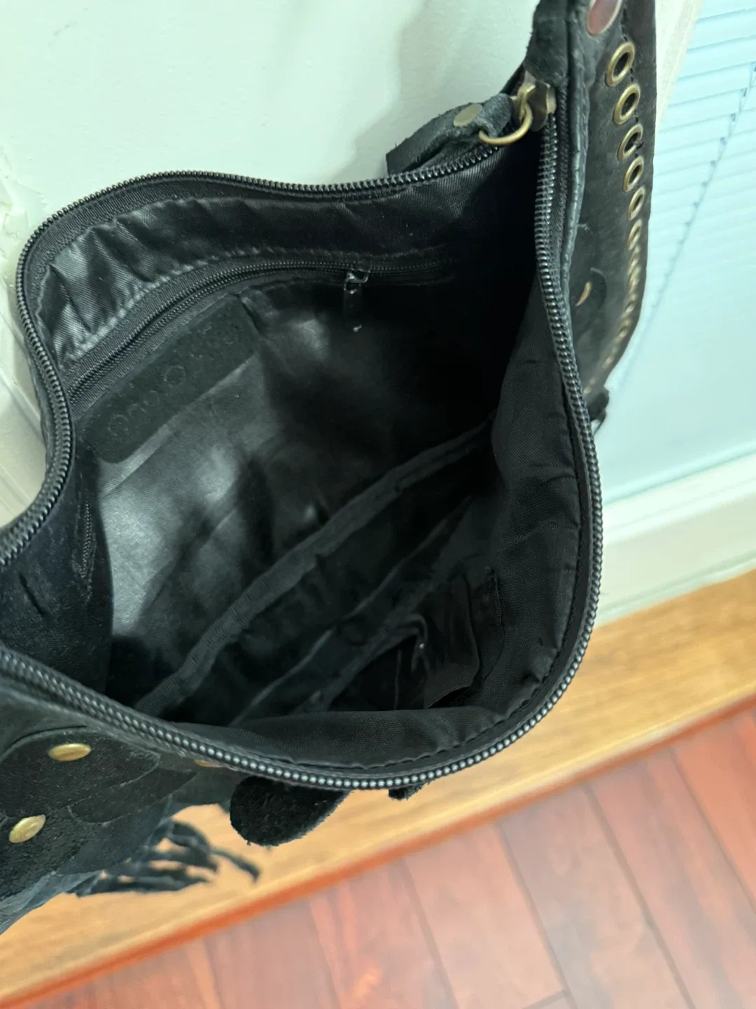 Black Suede Embellished Shoulder Bag image indicator(2)