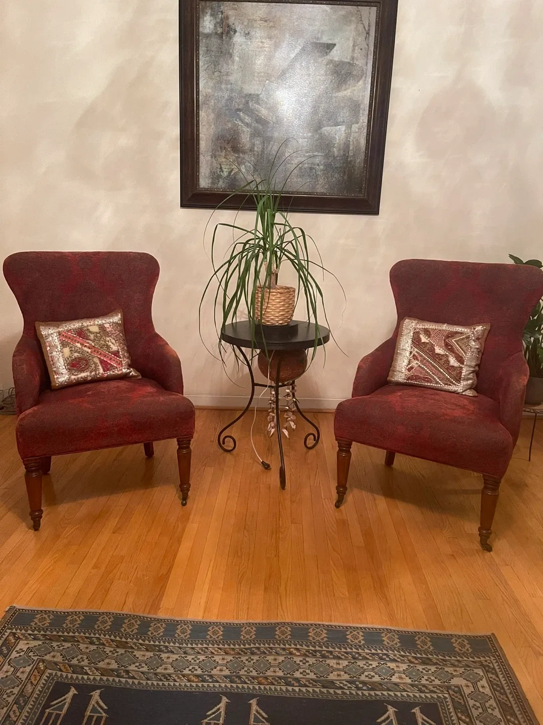 Pair of Red Wingback Chairs