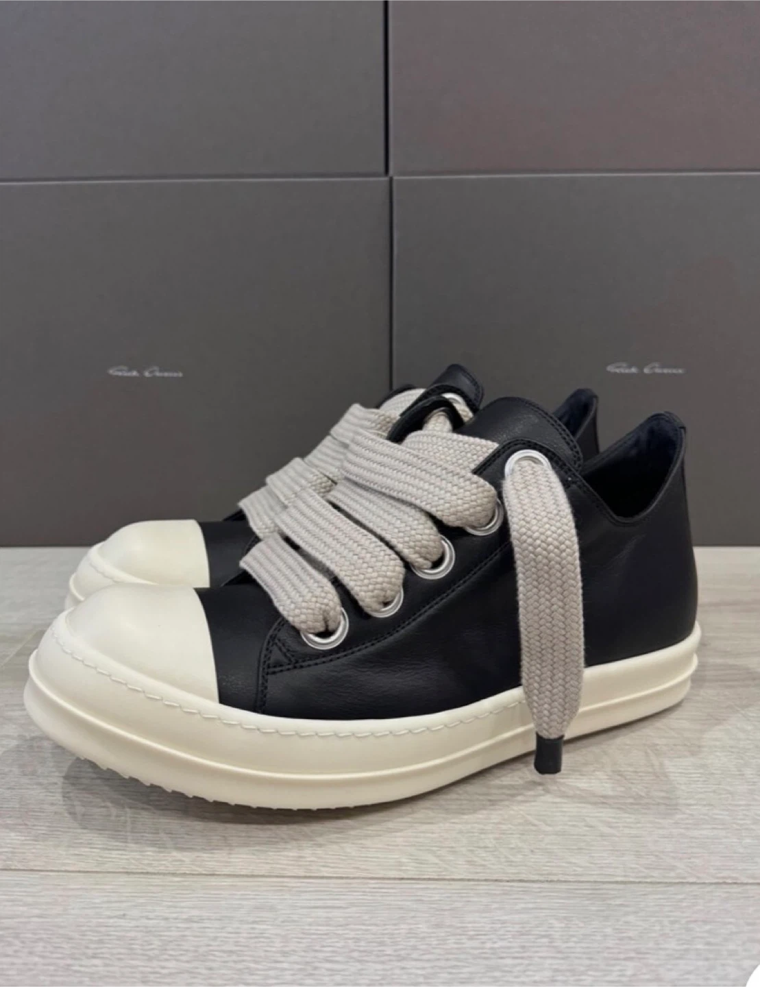 Rick Owens Black & White Low Top Sneakers - photo 2