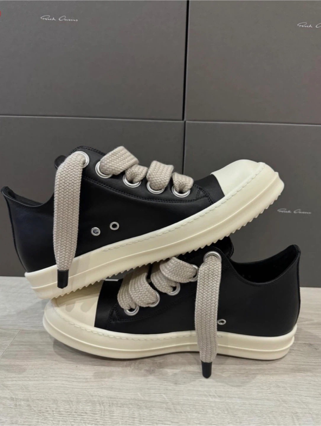 Rick Owens Black & White Low Top Sneakers - photo 5