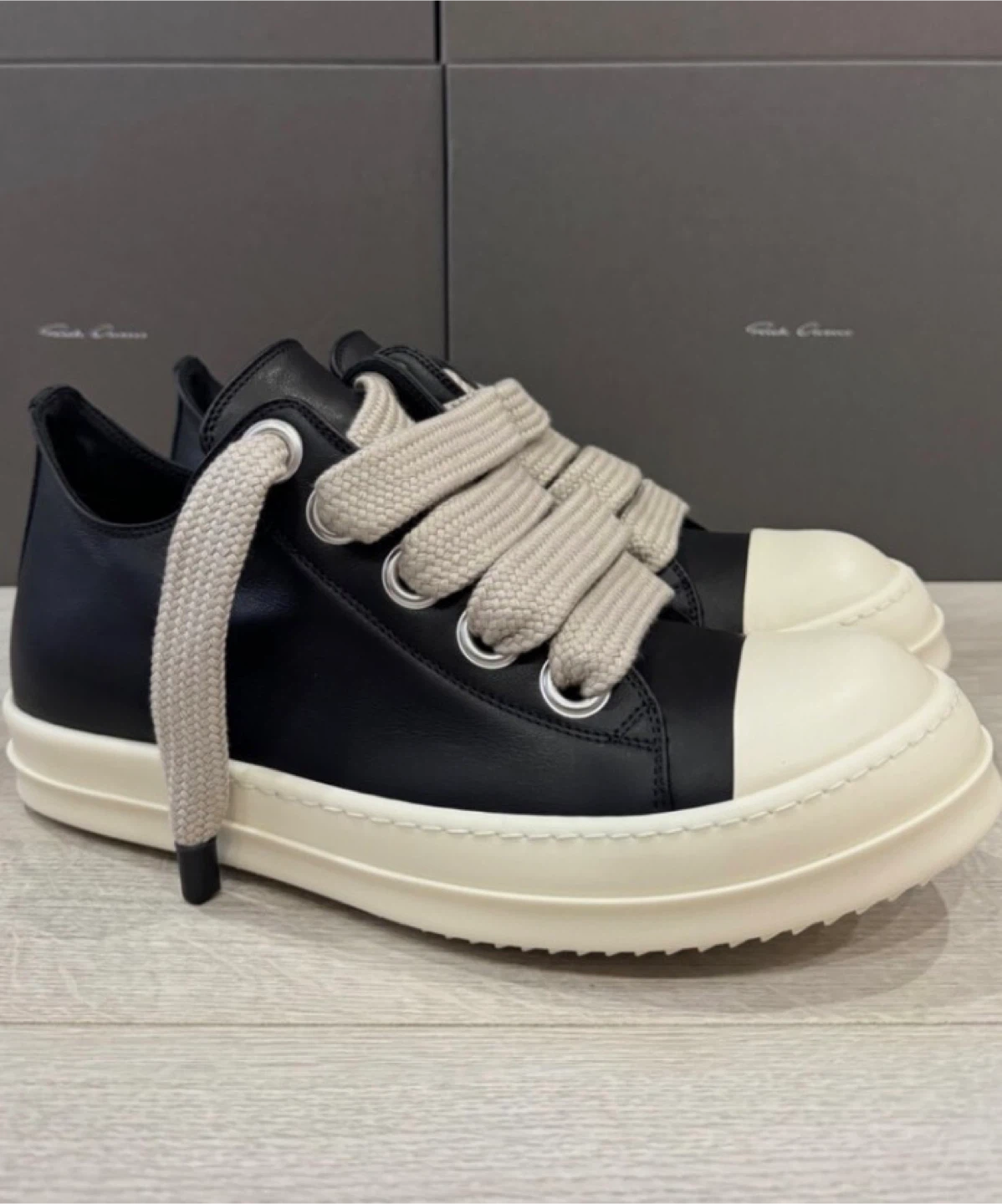 Rick Owens Black & White Low Top Sneakers