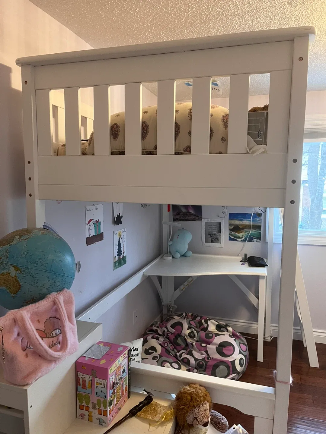 White Loft Bed with Desk image indicator(2)
