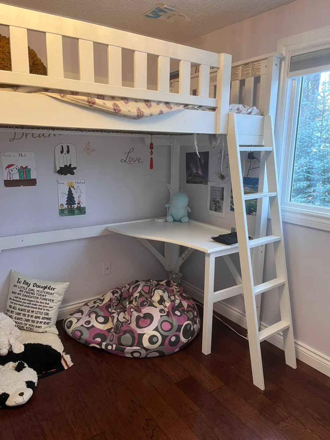 White Loft Bed with Desk image indicator(4)