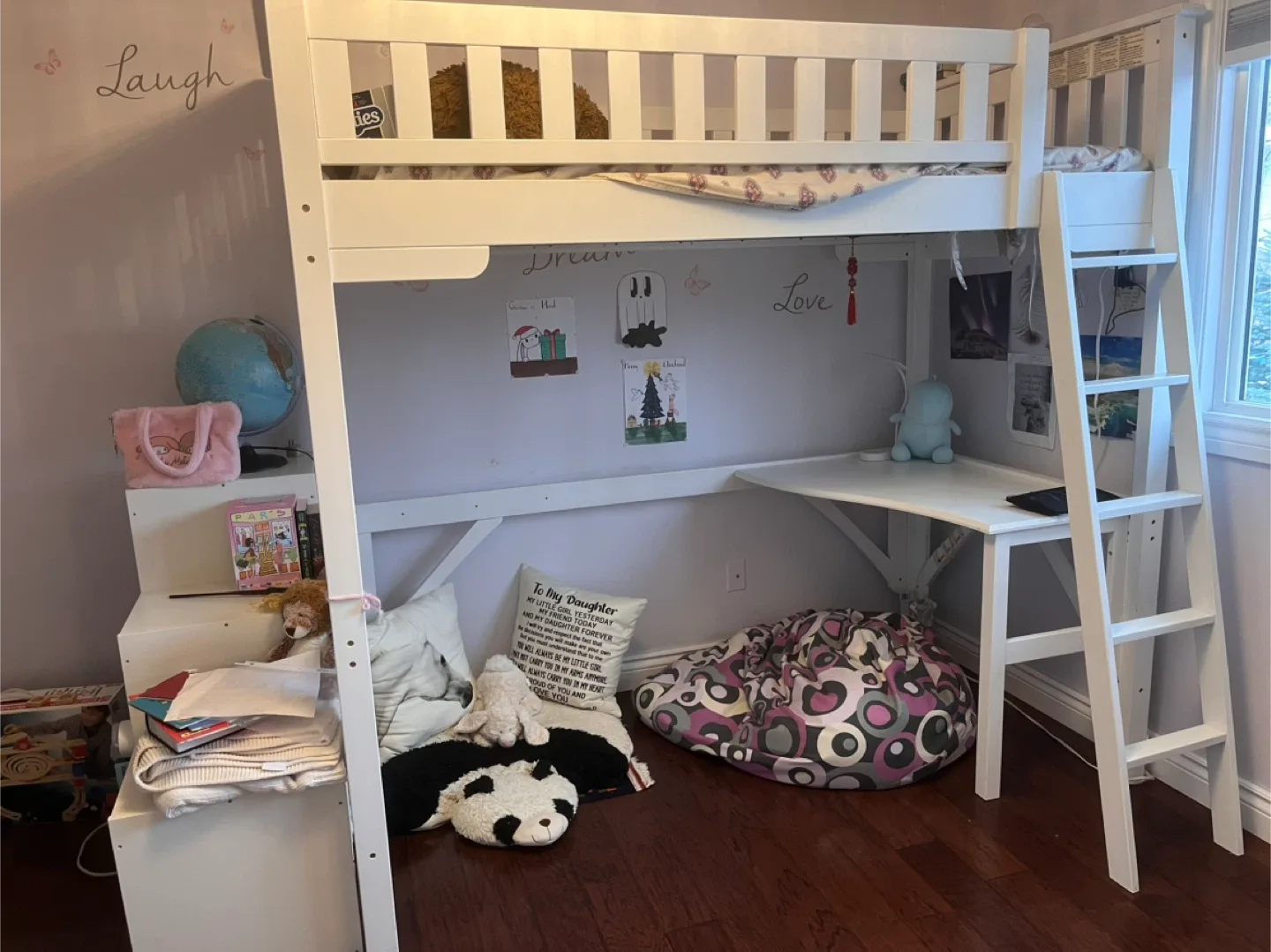 White Loft Bed with Desk image indicator(3)