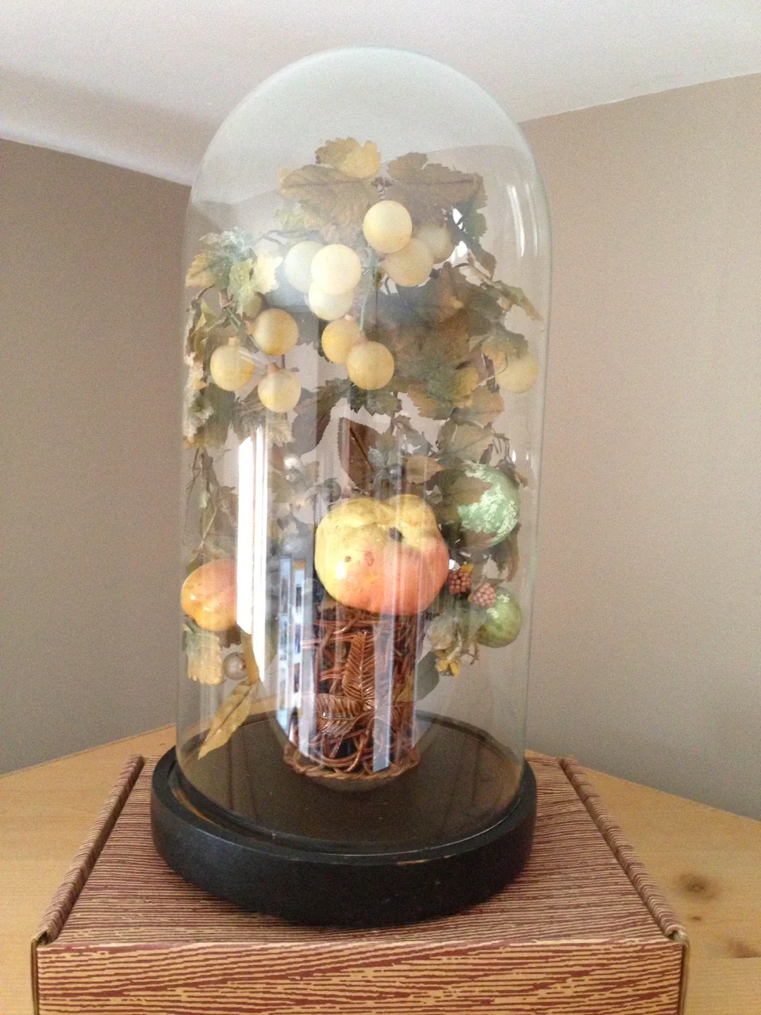 Antique Glass Dome with Fruit - OVER 100 YEARS OLD.