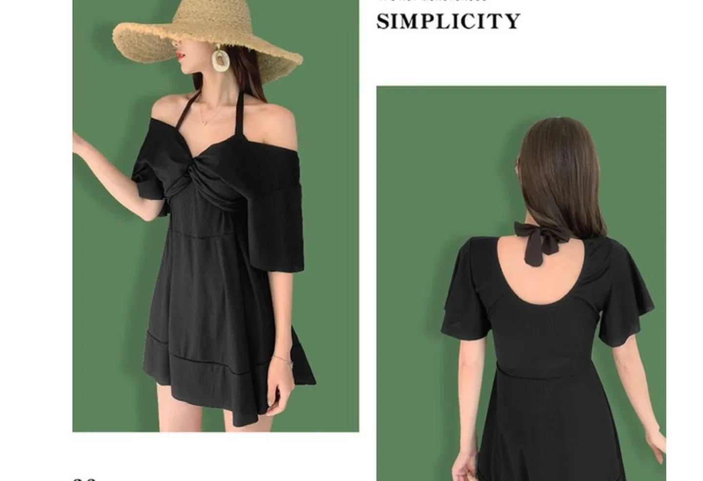 Brand new ~Black Off-Shoulder Swim Dress image indicator(3)