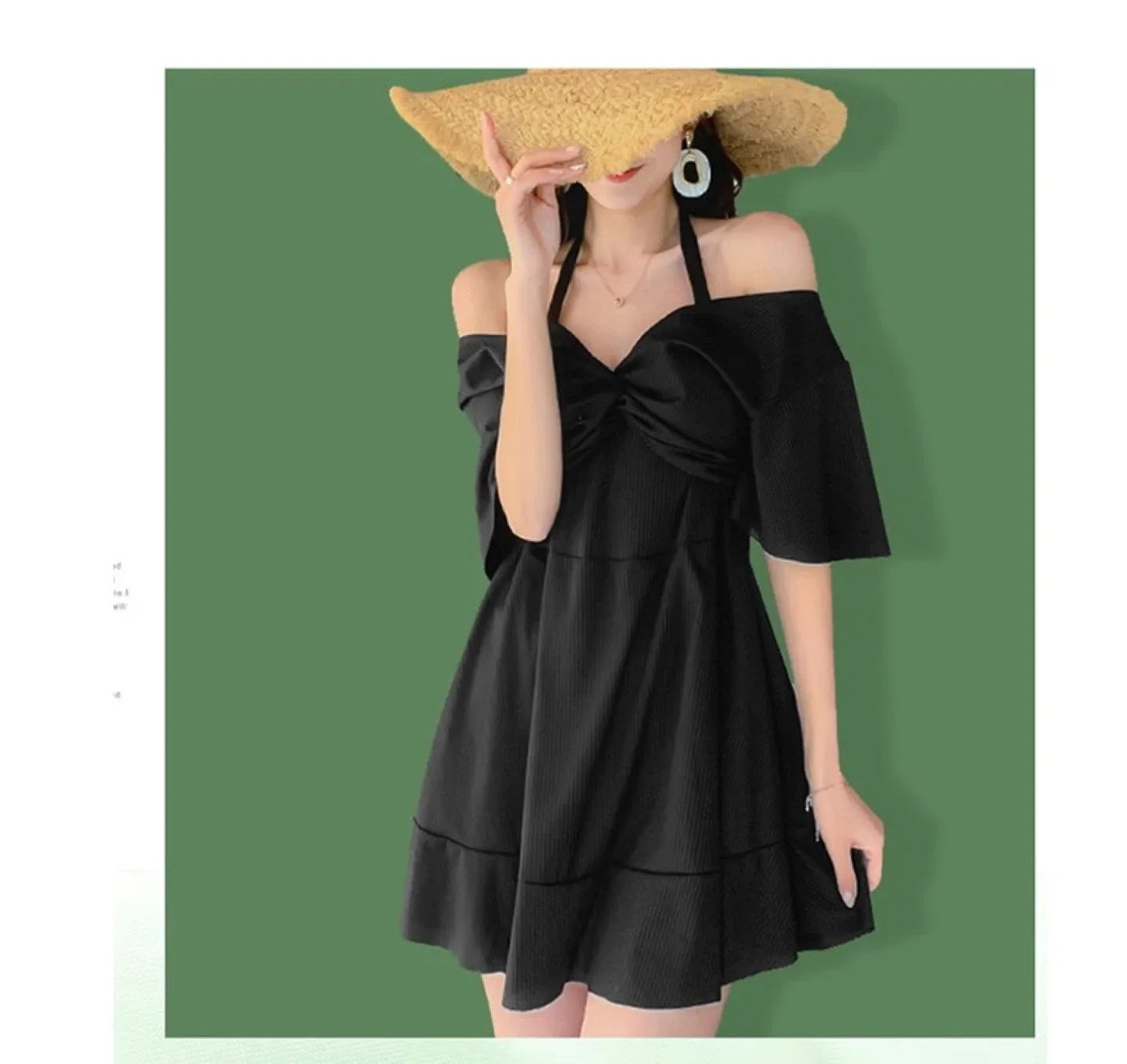 Brand new ~Black Off-Shoulder Swim Dress