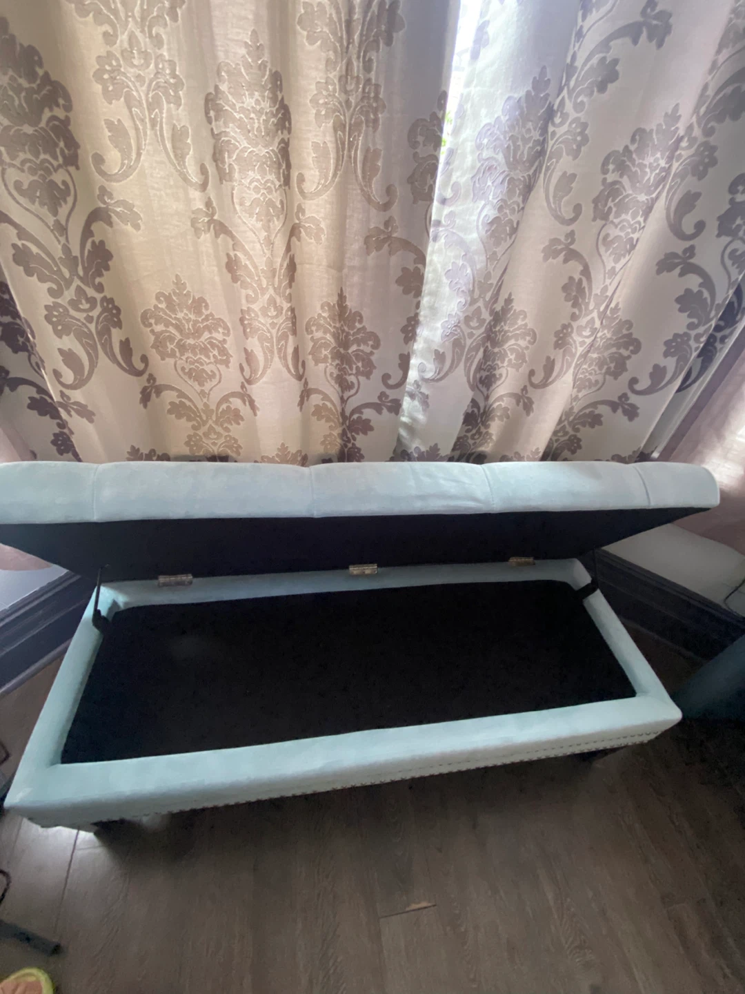 Light Blue Storage Ottoman Bench - photo 4