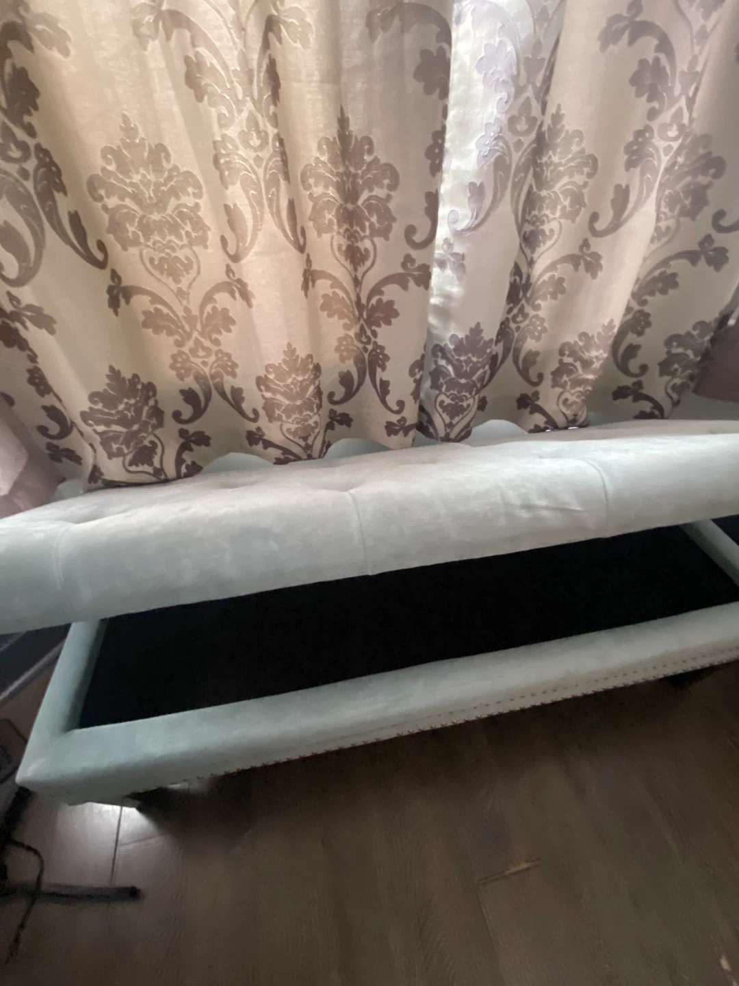 Light Blue Storage Ottoman Bench - photo 3