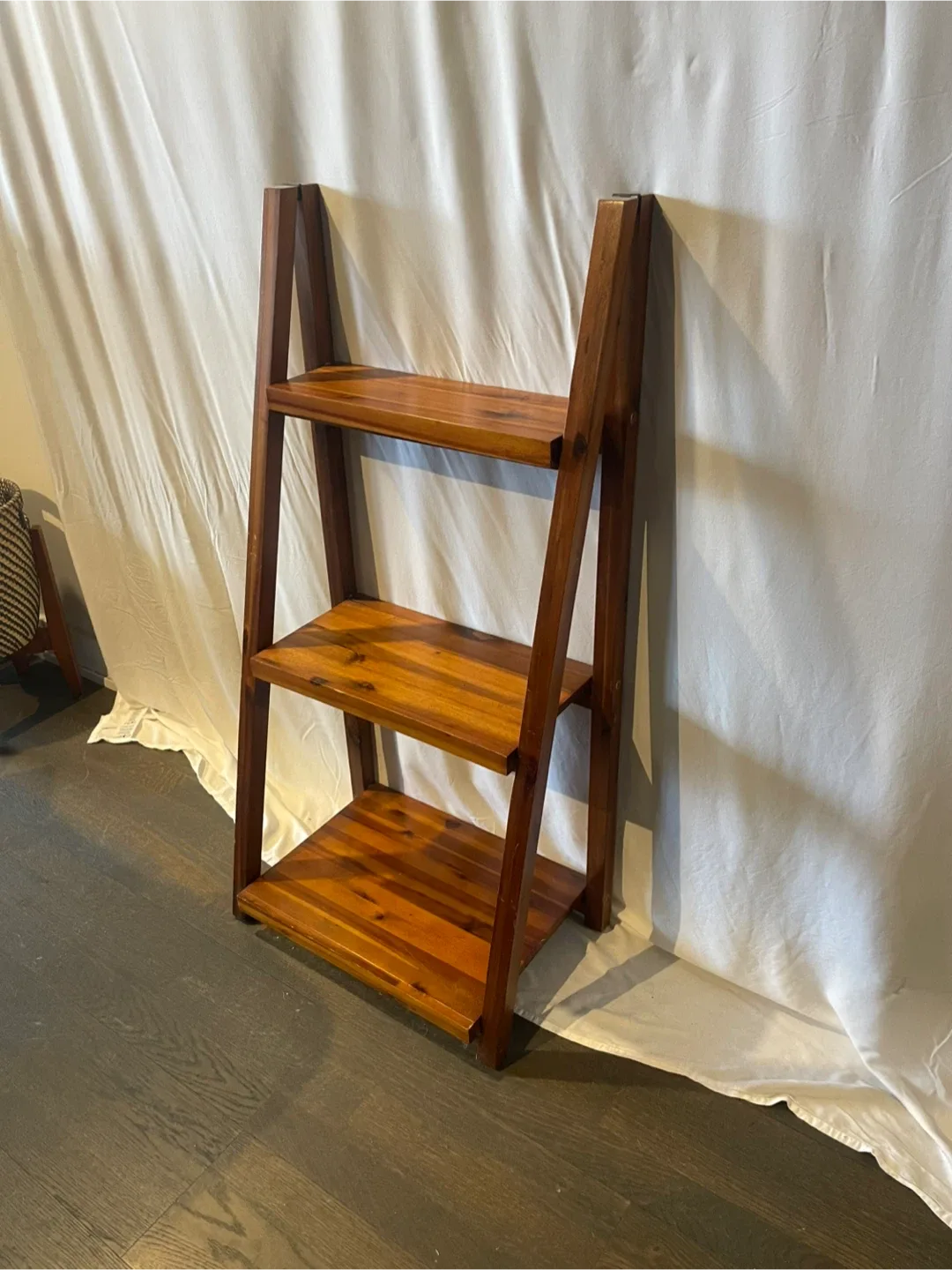 Dark Wood Narrow Display Shelf — Stylish + Space-Saving!