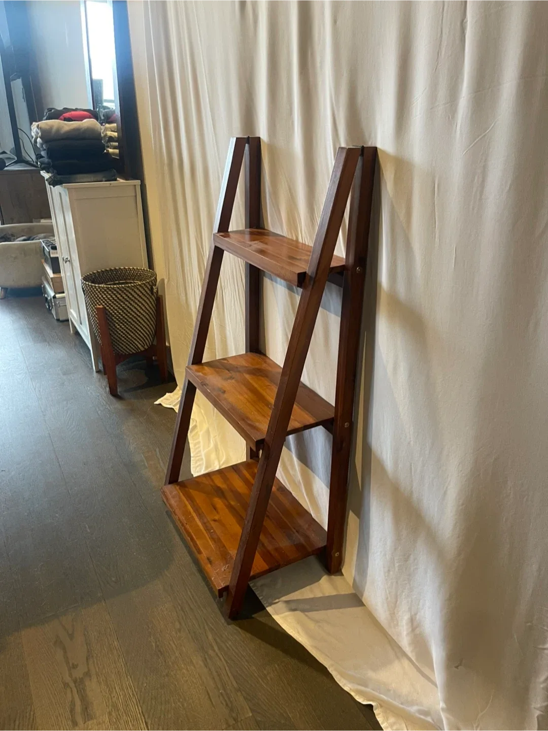 Dark Wood Narrow Display Shelf — Stylish + Space-Saving! image indicator(3)