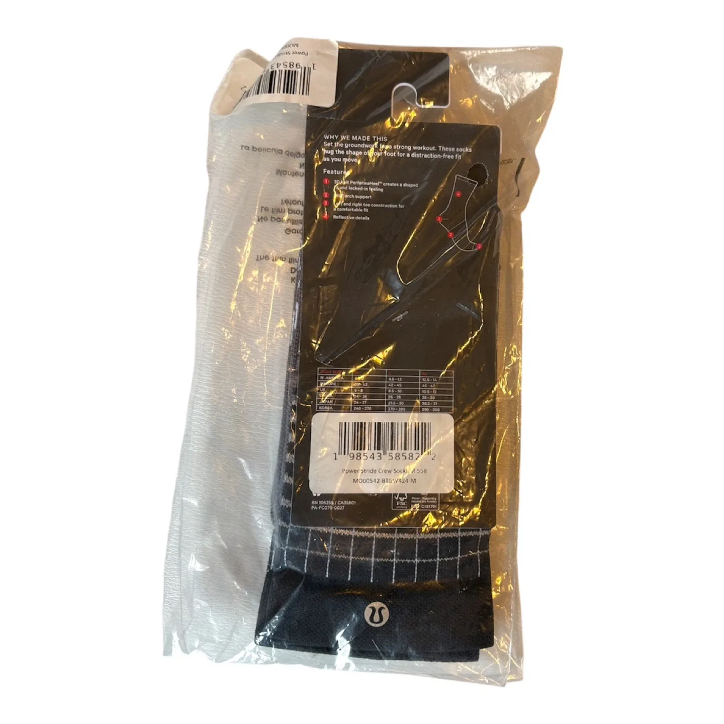 Lululemon x Pelaton Men's Power Stride Crew Socks Size M Grey image indicator(4)