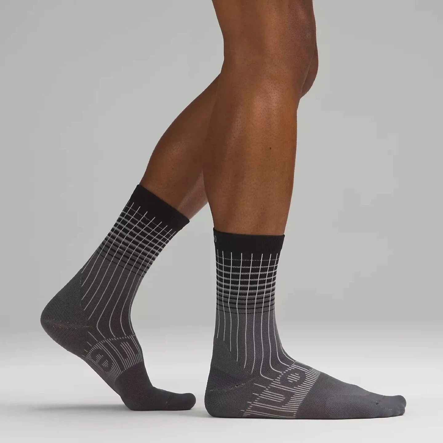 Lululemon x Pelaton Men's Power Stride Crew Socks Size M Grey image indicator(2)