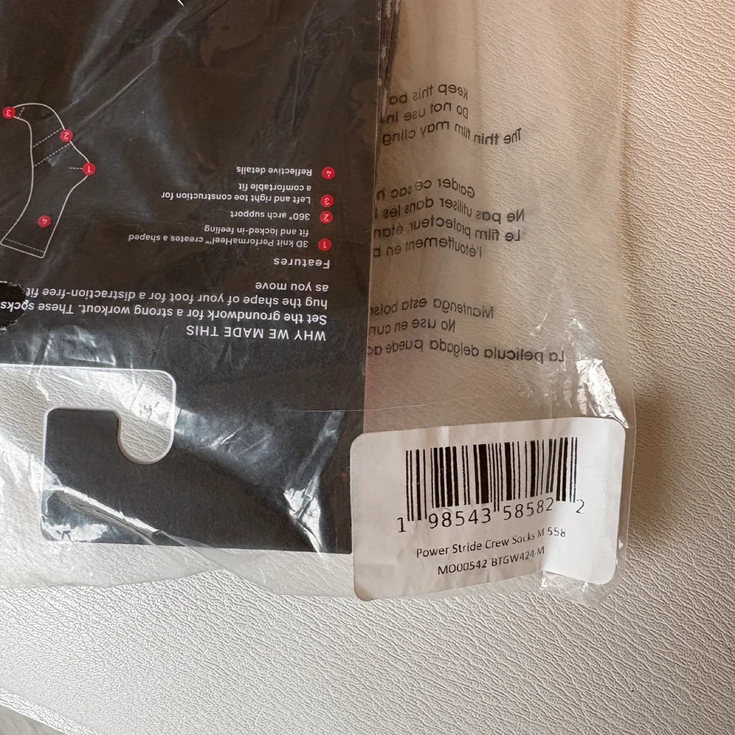 Lululemon x Pelaton Men's Power Stride Crew Socks Size M Grey image indicator(6)