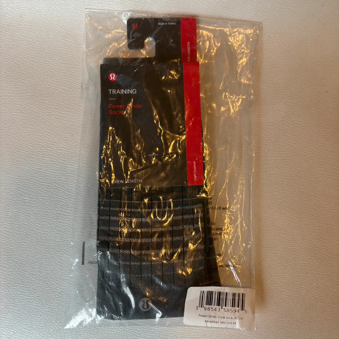 Lululemon x Pelaton Men's Power Stride Crew Socks Size M Grey image indicator(7)