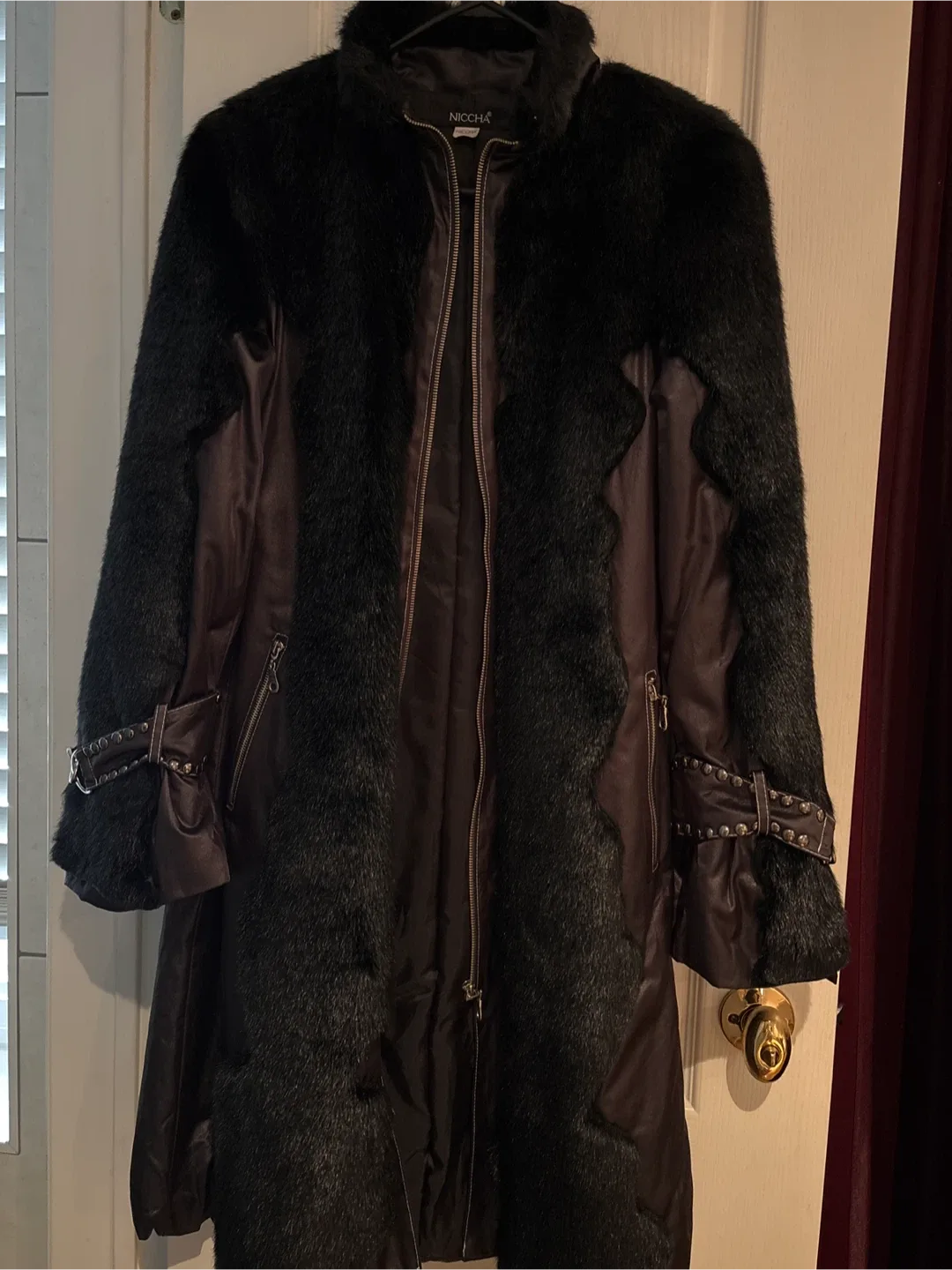 Niccha Black Faux Fur Coat