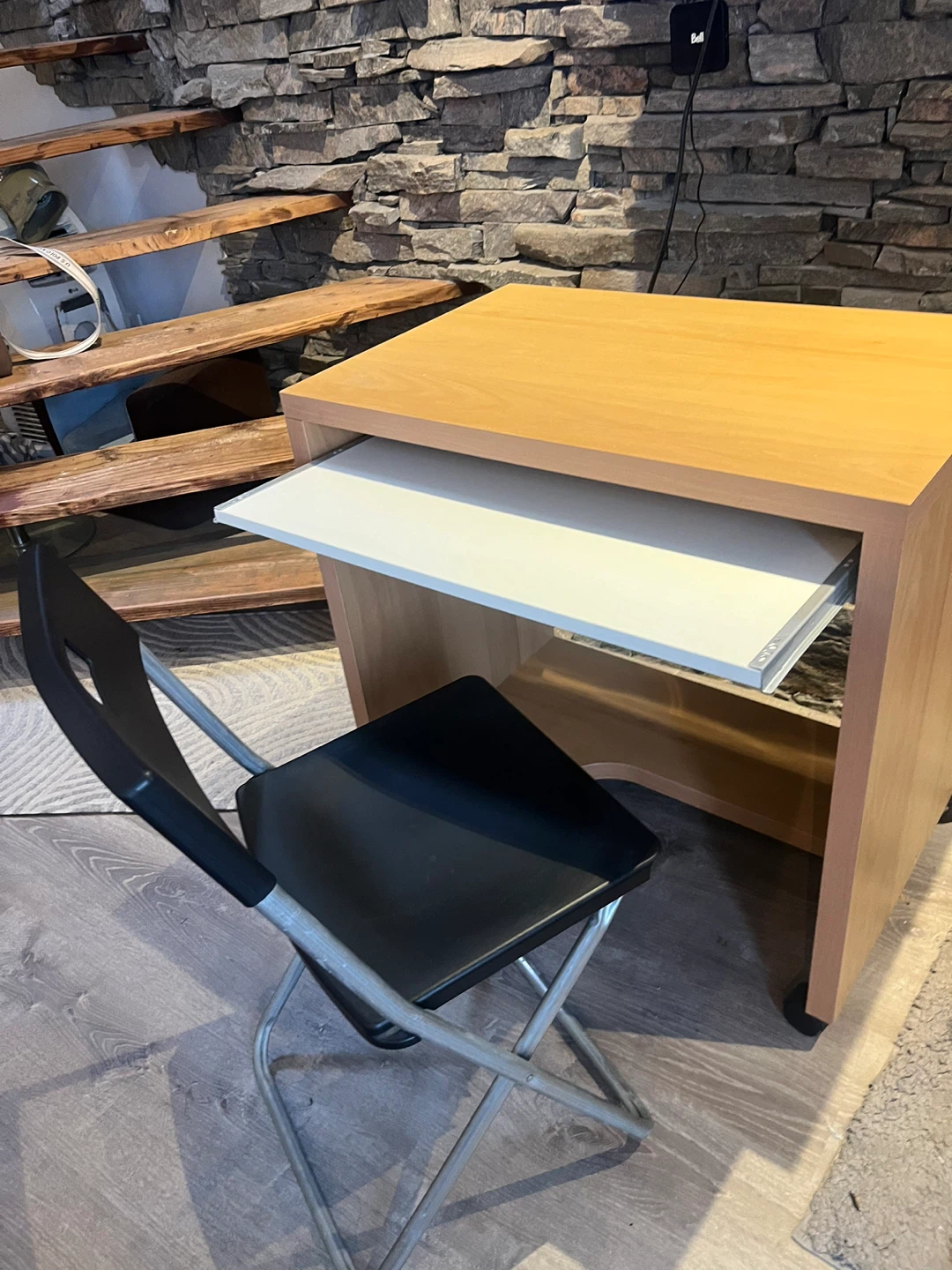 Light Wood Desk with Pull-Out Shelf
