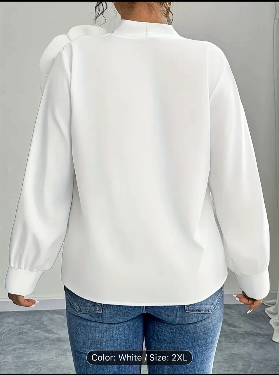 White Floral Blouse - Size 0XL/ 1XL/ 2XL available - photo 4