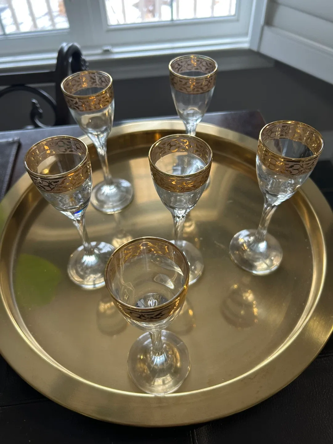 Gold Rimmed Liquor Glasses - Set of 6 image indicator(4)