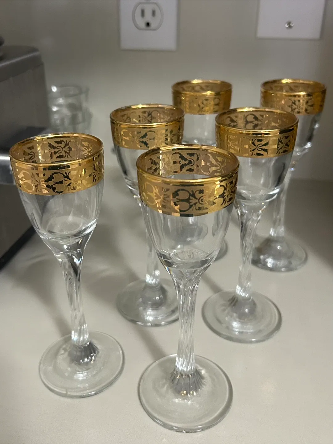 Gold Rimmed Liquor Glasses - Set of 6