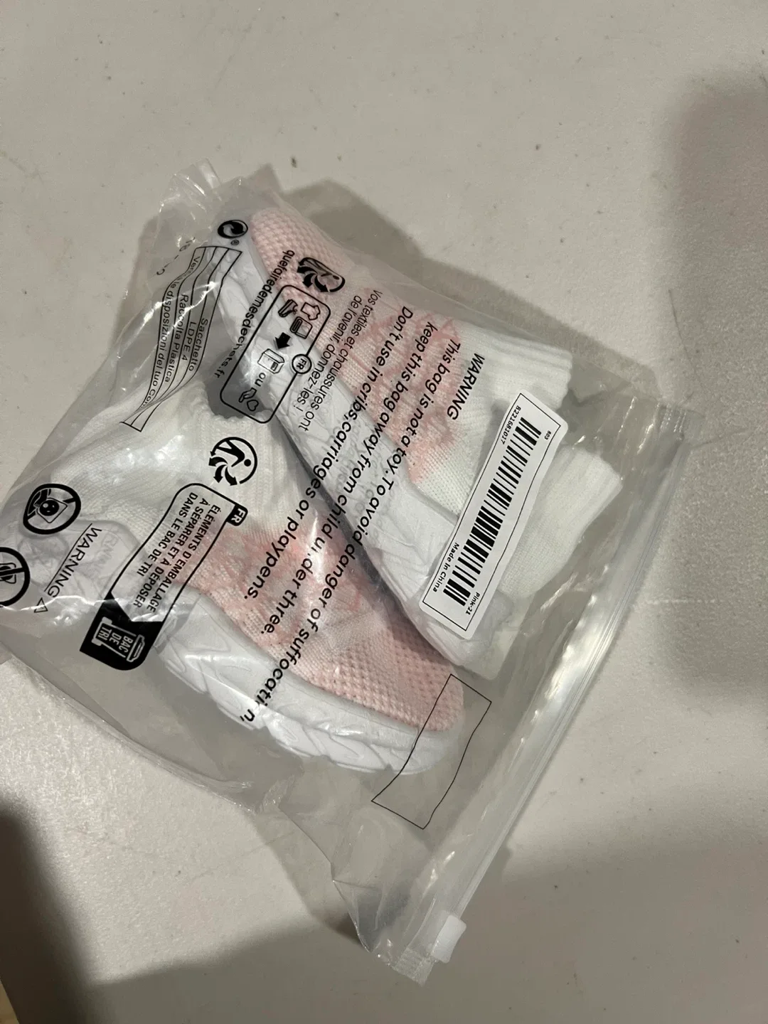 Baby Socks Shoes - Pink & White