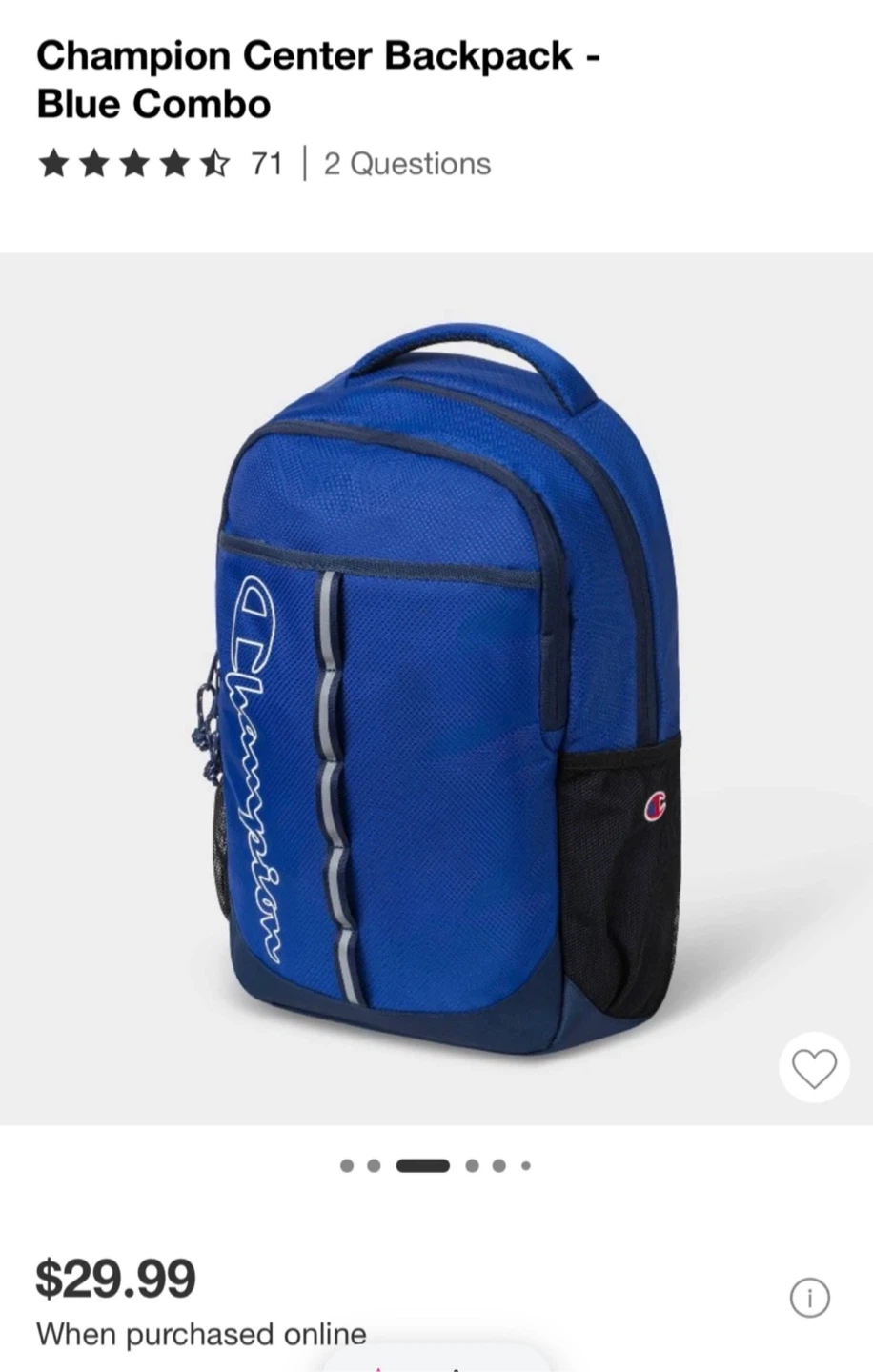Champion Center Backpack - Blue Combo - photo 4