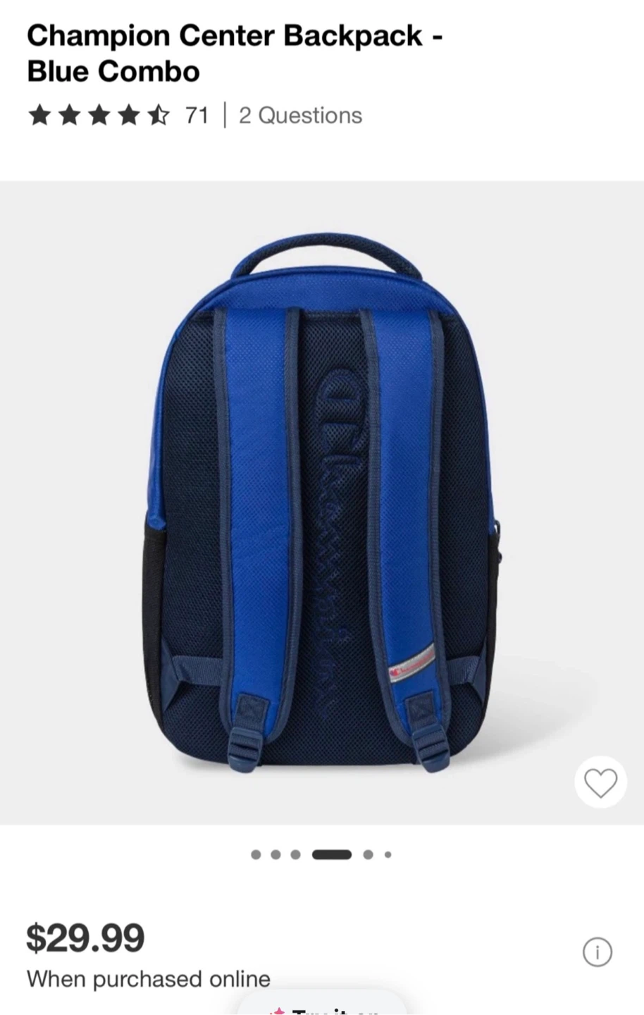 Champion Center Backpack - Blue Combo - photo 5
