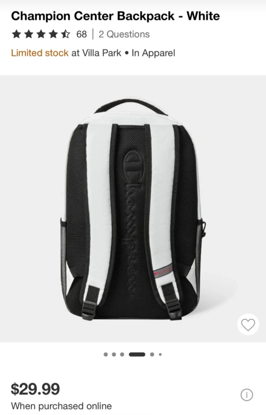 Champion Center Backpack - White - photo 5